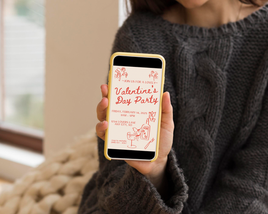 Hand Drawn Cupid Valentine's Day Party - Text Invite