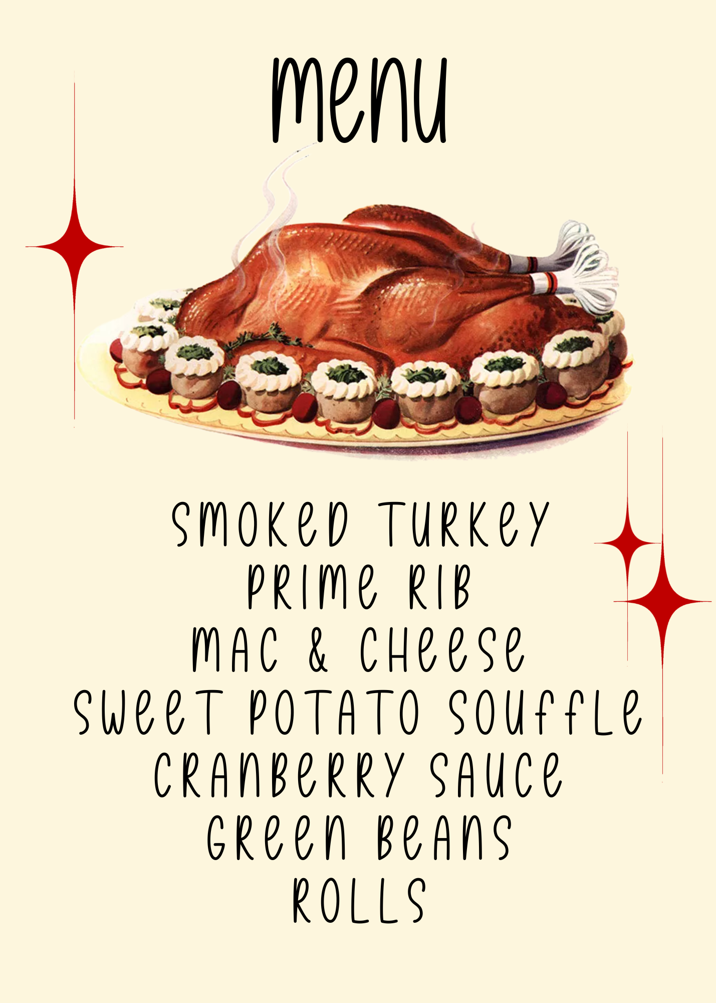 Thankful AF Vintage Thanksgiving/Friendsgiving Invitation & Menu - Digital Printable