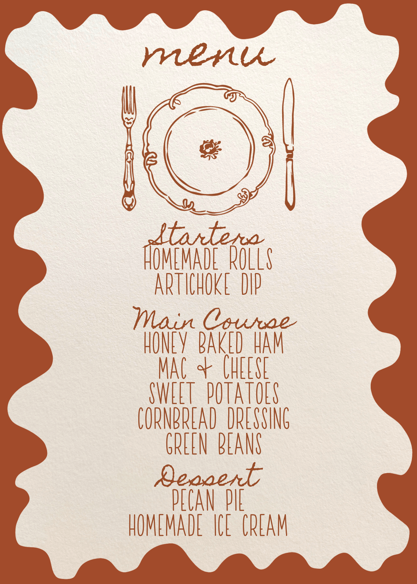 Thanksgiving / Friendsgiving Plate Invitation & Menu - Digital Printable