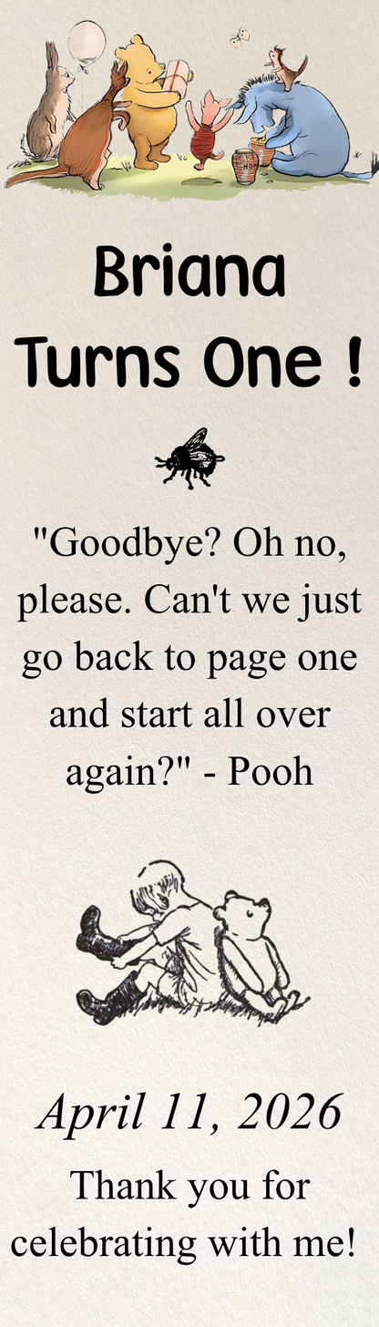 Winnie the Pooh Book Collection Templates - Welcome Sign, Invitation, Menu, Place cards, Bookmark, and Activity Sheet