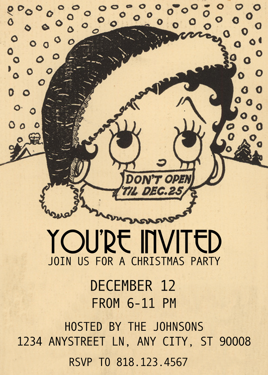 Vintage Betty Boop Christmas - Digital Invite Printable