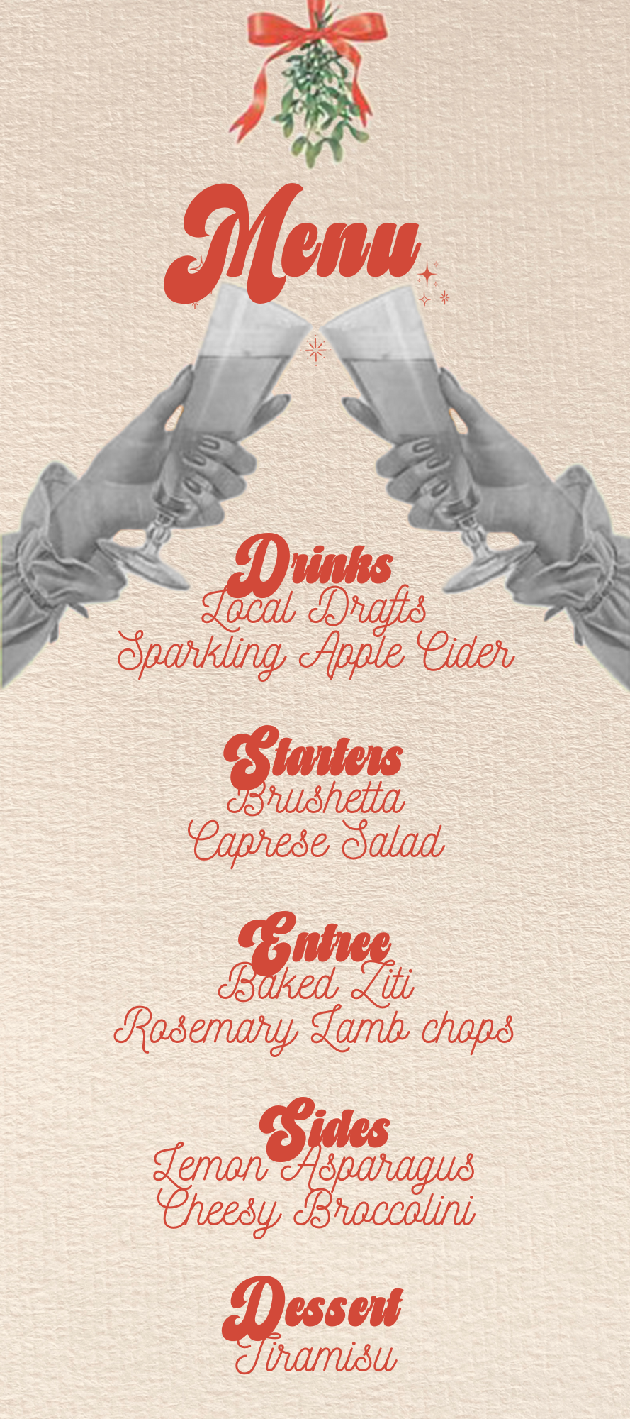 Lets Be Merry Vintage Dinner Party (WW Version) - Digital Invite, Menu, & Place Cards