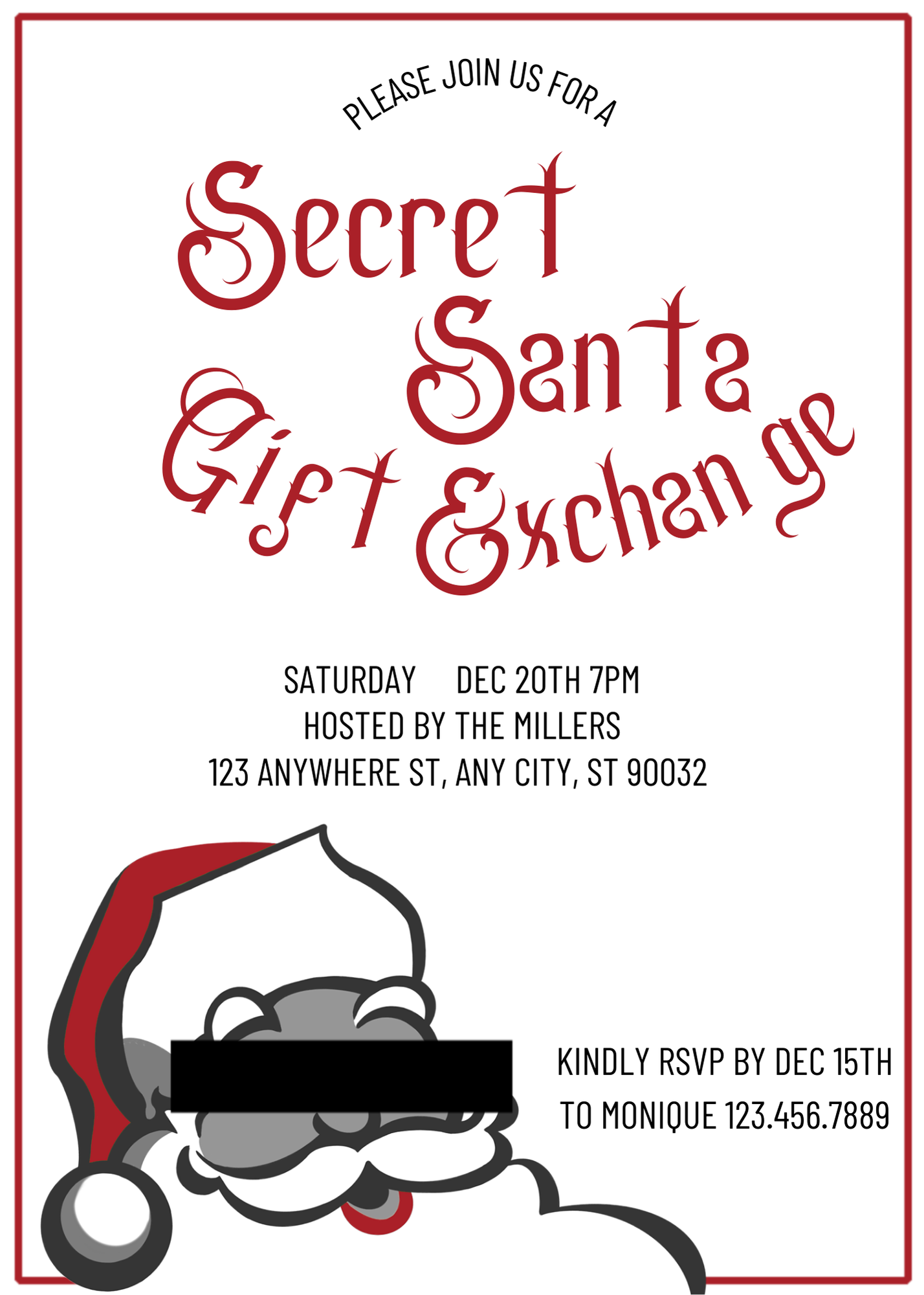 Secret Santa Invitation, Questionnaire, & Reveal Cards - Digital Download