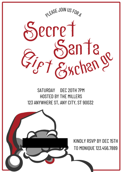 Secret Santa Invitation, Questionnaire, & Reveal Cards - Digital Download
