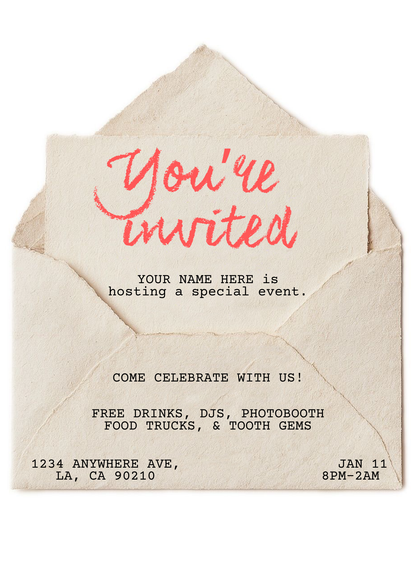 Blank Envelope w/ Handwriting Font - Phone & Print Template