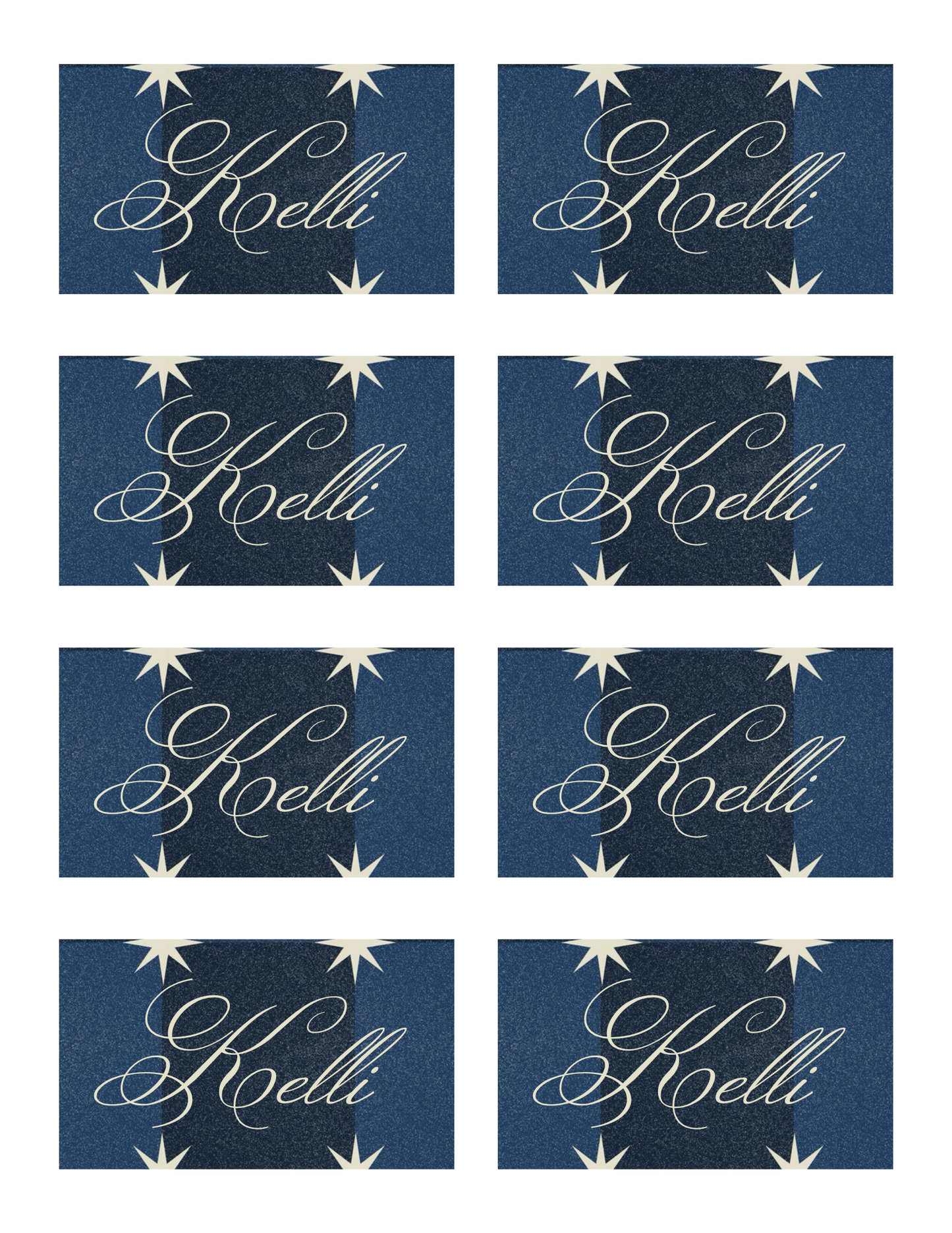 Blue Squares & White Stars Template - Invitation, Menu, and Place cards