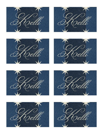 Blue Squares & White Stars Template - Invitation, Menu, and Place cards