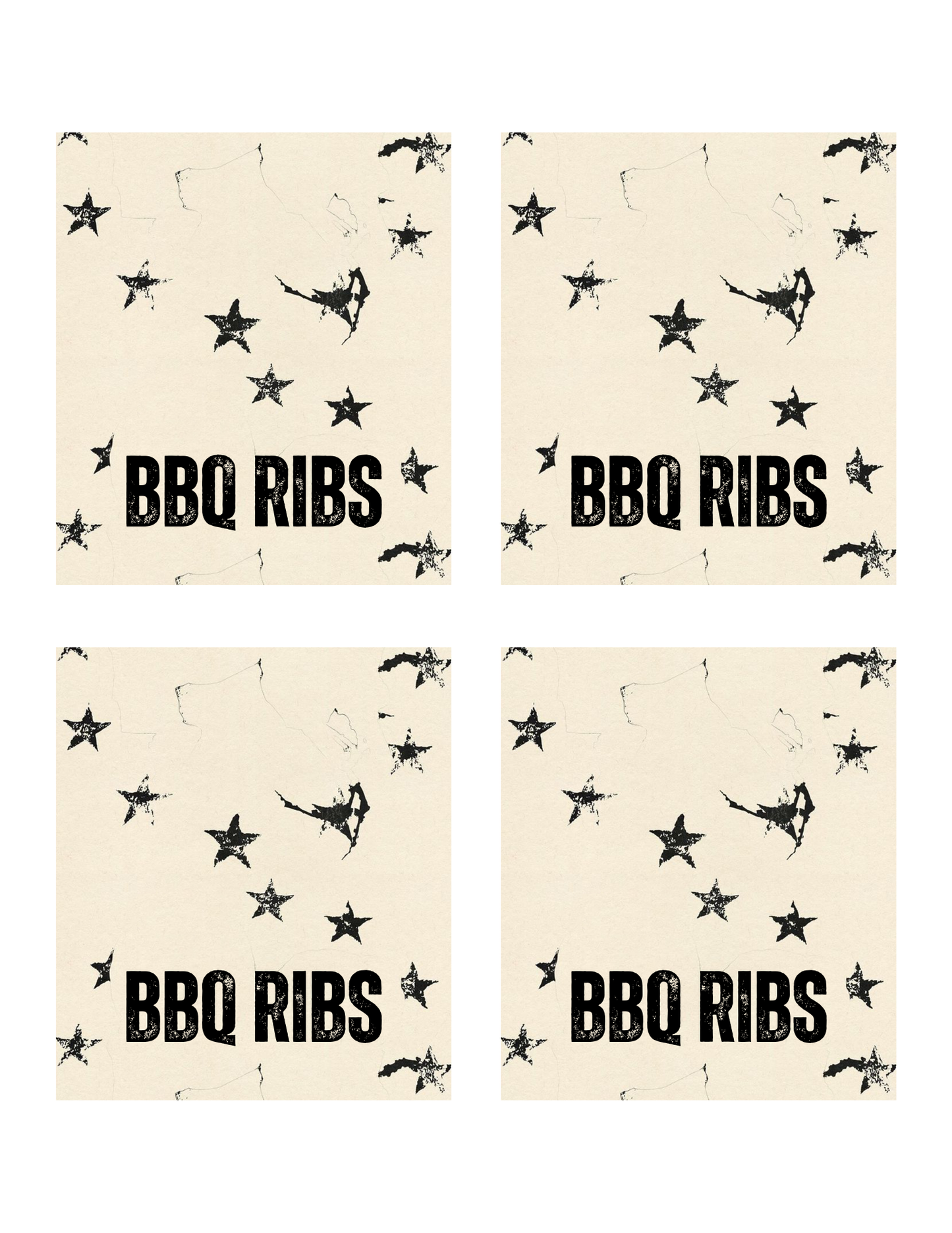 Black Star Splatter Template - Invitation, Menu, and Place cards