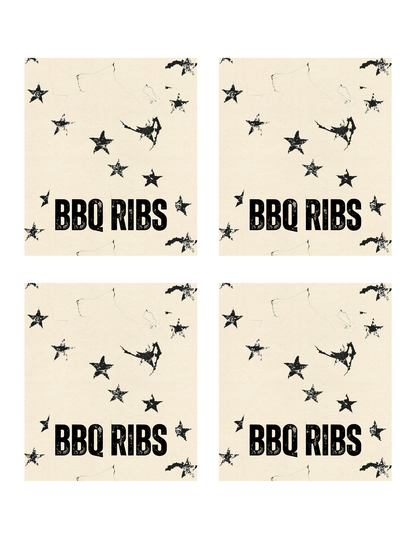 Black Star Splatter Template - Invitation, Menu, and Place cards