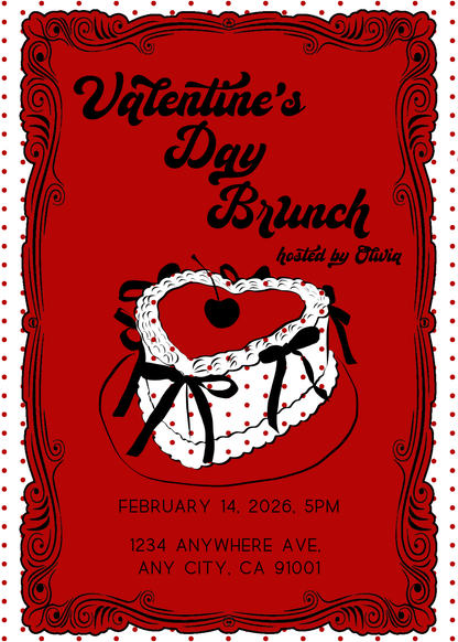 Heart Cake Polka Dot Invitation - Full Collection