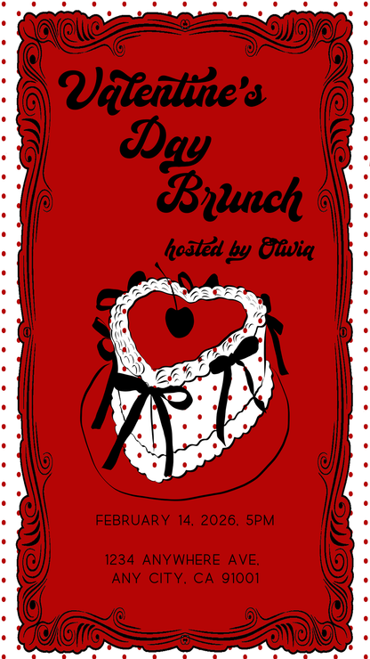 Heart Cake Polka Dot Invitation - Full Collection