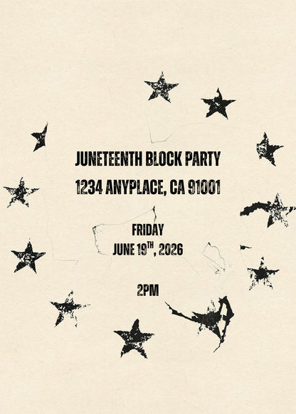 Black Star Splatter Invitation - Phone & Print Template