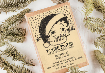 Vintage Betty Boop Christmas - Digital Invite Printable