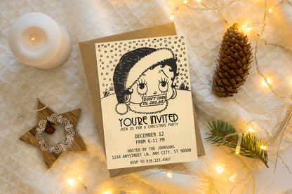 Vintage Betty Boop Christmas - Digital Invite Printable