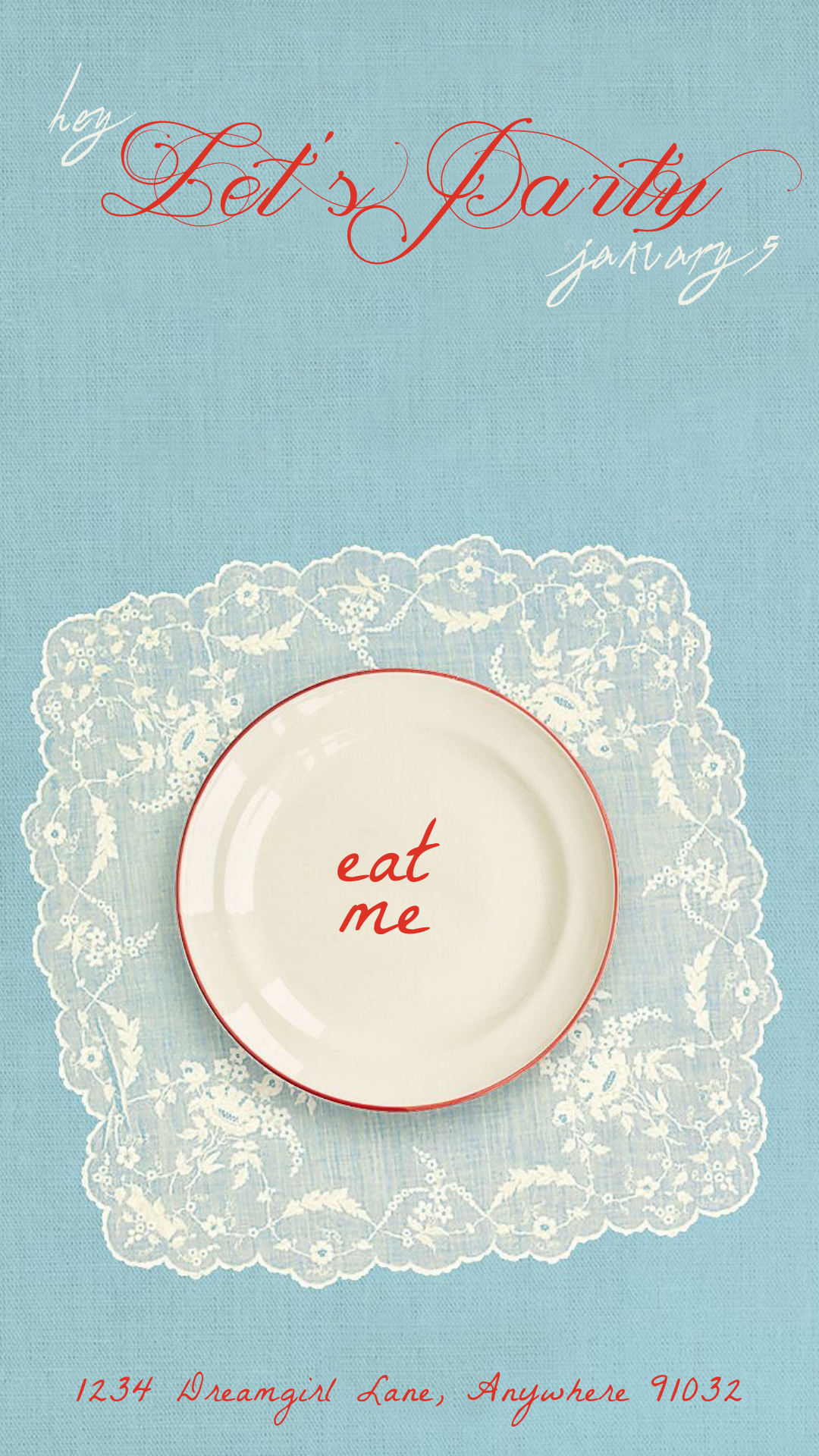 Lets Party Plate Invitation - Phone & Print Template