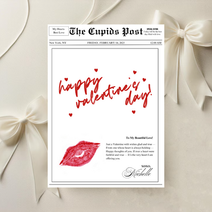 Newspaper Cupid Style Digital Card - Printable