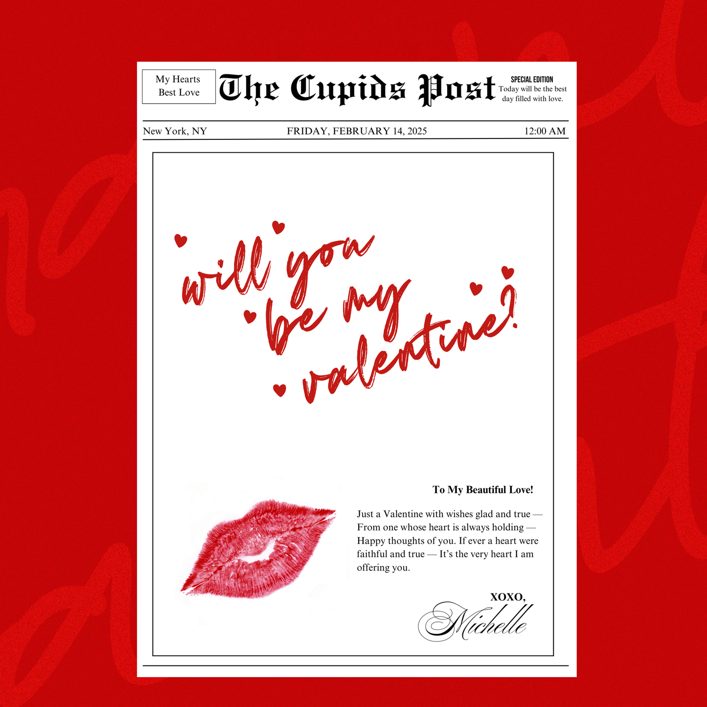 Newspaper Cupid Style eCard