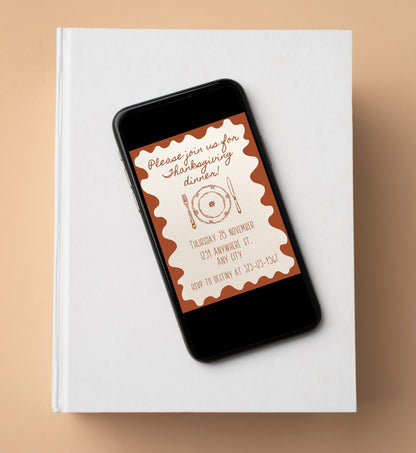 Thanksgiving / Friendsgiving Plate Invitation & Menu - Digital Printable