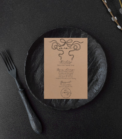 Thanksgiving Pie with Bow Invitation & Menu - Digital & Printable