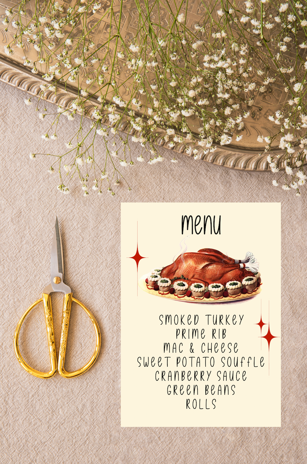 Thankful AF Vintage Thanksgiving/Friendsgiving Invitation & Menu - Digital Printable