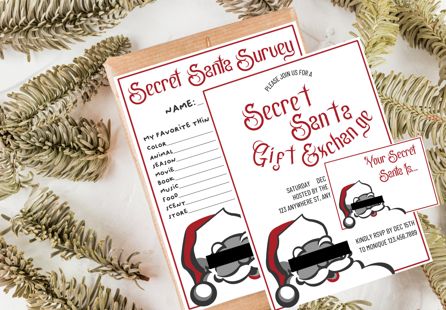 Secret Santa Questionnaire - Digital Questionnaire Printable