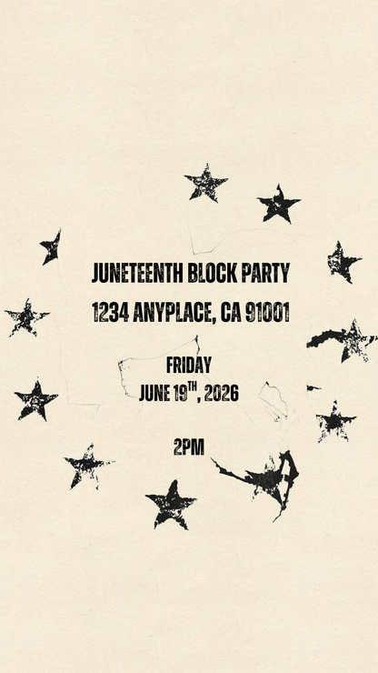 Black Star Splatter Template - Invitation, Menu, and Place cards