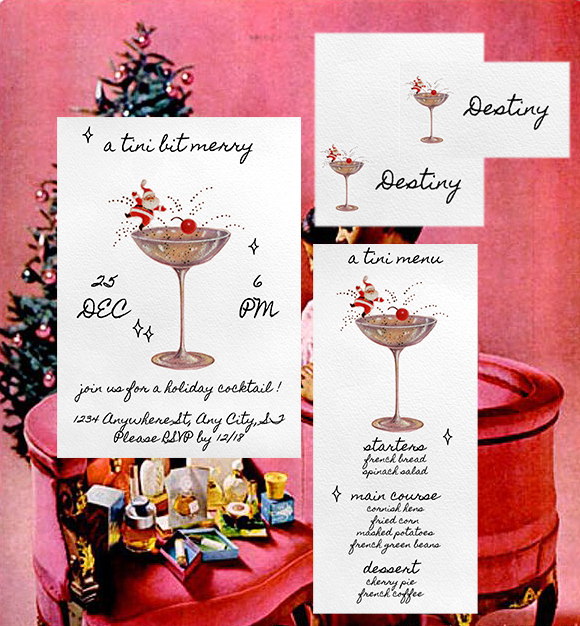 A Tini Bit Merry - Digital Download Invite, Menu, & Place Cards