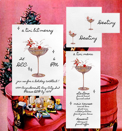A Tini Bit Merry - Digital Download Invite, Menu, & Place Cards