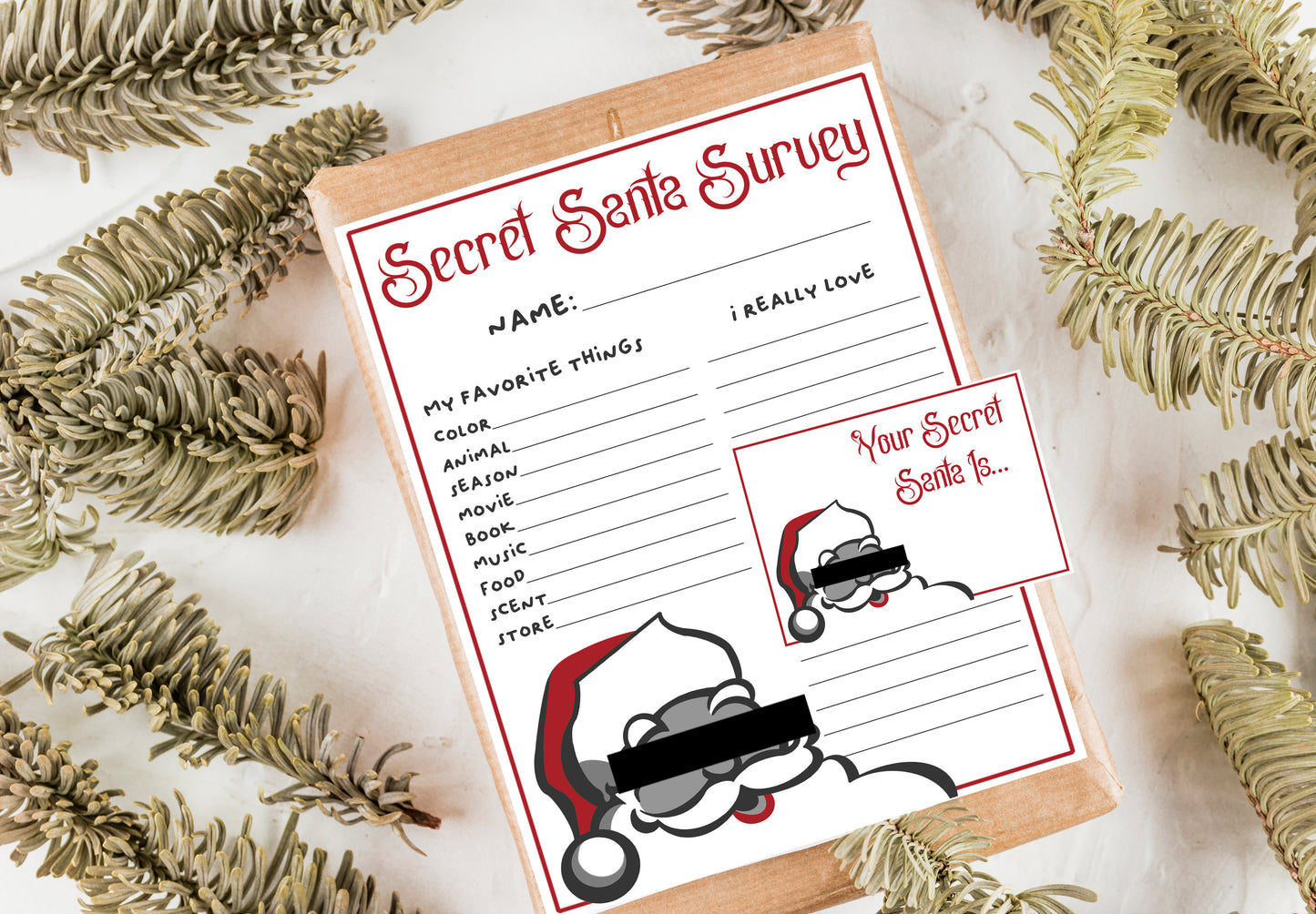 Secret Santa Questionnaire - Digital Questionnaire Printable