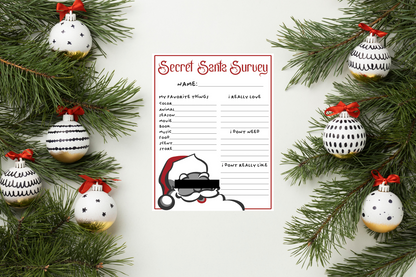 Secret Santa Questionnaire - Digital Questionnaire Printable