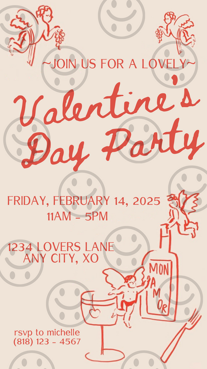 Hand Drawn Cupid Valentine's Day Party - Text Invite