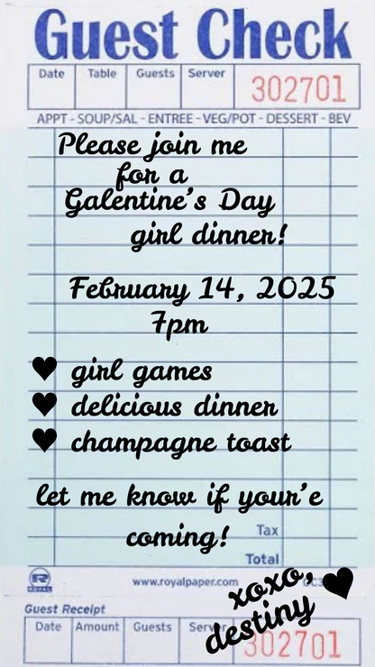 Galentine's Girl Dinner Invitation  - Text Invite