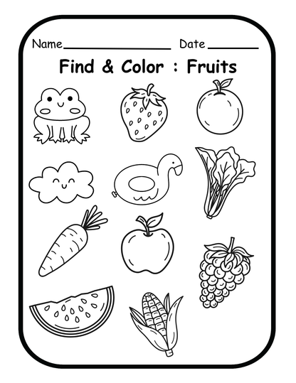 Printable Fruit & Vegetable Worksheets for Preschool, Kindergarten, & Homeschool - 10 Printable PDF Activities