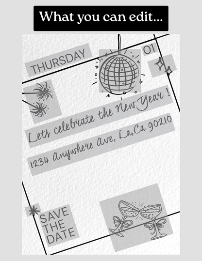 New Year Calendar Invitation - Phone & Print Template